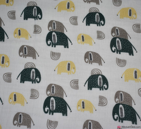 Double Gauze Cotton Fabric - Elephant