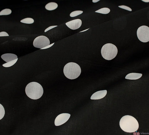 WeaverDee - Poly Cotton Fabric - Candy Spot White on Black - WeaverDee.com Sewing & Crafts - 1