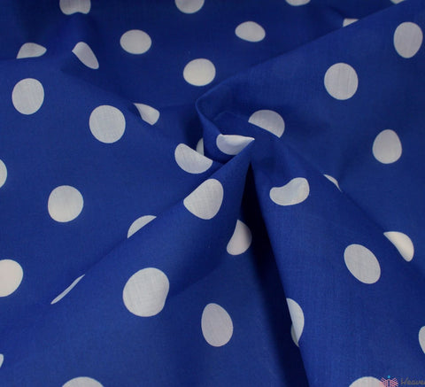 WeaverDee - Polycotton Candy-Spot Fabric - White on Royal Blue - WeaverDee.com Sewing & Crafts - 1