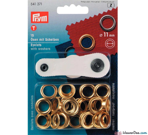 Prym - Eyelets - Gilt / Gold (No-Sew) 11mm - Pack of 15 - WeaverDee.com Sewing & Crafts