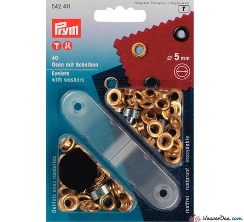 Prym - Eyelets - Gilt / Gold (No-Sew) 5mm - Pack of 40 - WeaverDee.com Sewing & Crafts