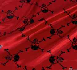WeaverDee - Skull & Crossbone Red Satin Fabric - WeaverDee.com Sewing & Crafts - 1