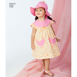 Simplicity Pattern S1450 Toddlers' Dress, Top, Panties & Hat
