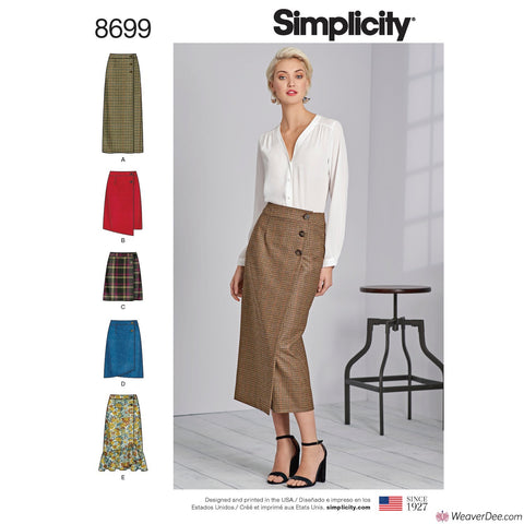 Simplicity Pattern S8699 Misses' Wrap Skirts with Length Variations