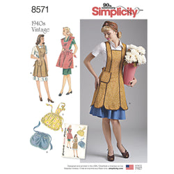 Simplicity Pattern S8571 Misses' Vintage 1940s Aprons