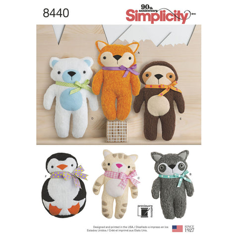 Simplicity Pattern S8440 Stuffed Animals