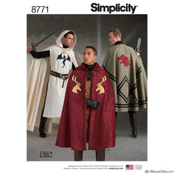 Simplicity Pattern S8771 Unisex Capes - Medieval Knight