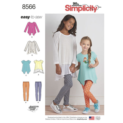 Simplicity Pattern S8566 Child's / Girls' Tunics & Leggings