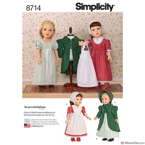 Simplicity Pattern S8714 18" Doll Clothes