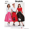 Simplicity Pattern S8775 Misses' Retro 1950s Poodle Skirt Costumes