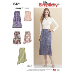 Simplicity Pattern S8421 Misses' Skirts in 3 Lengths with Hem Variations