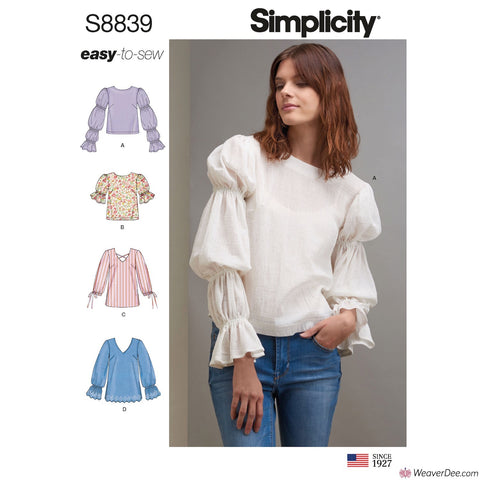 Simplicity Pattern S8839 Misses' Pullover Tunics & Tops