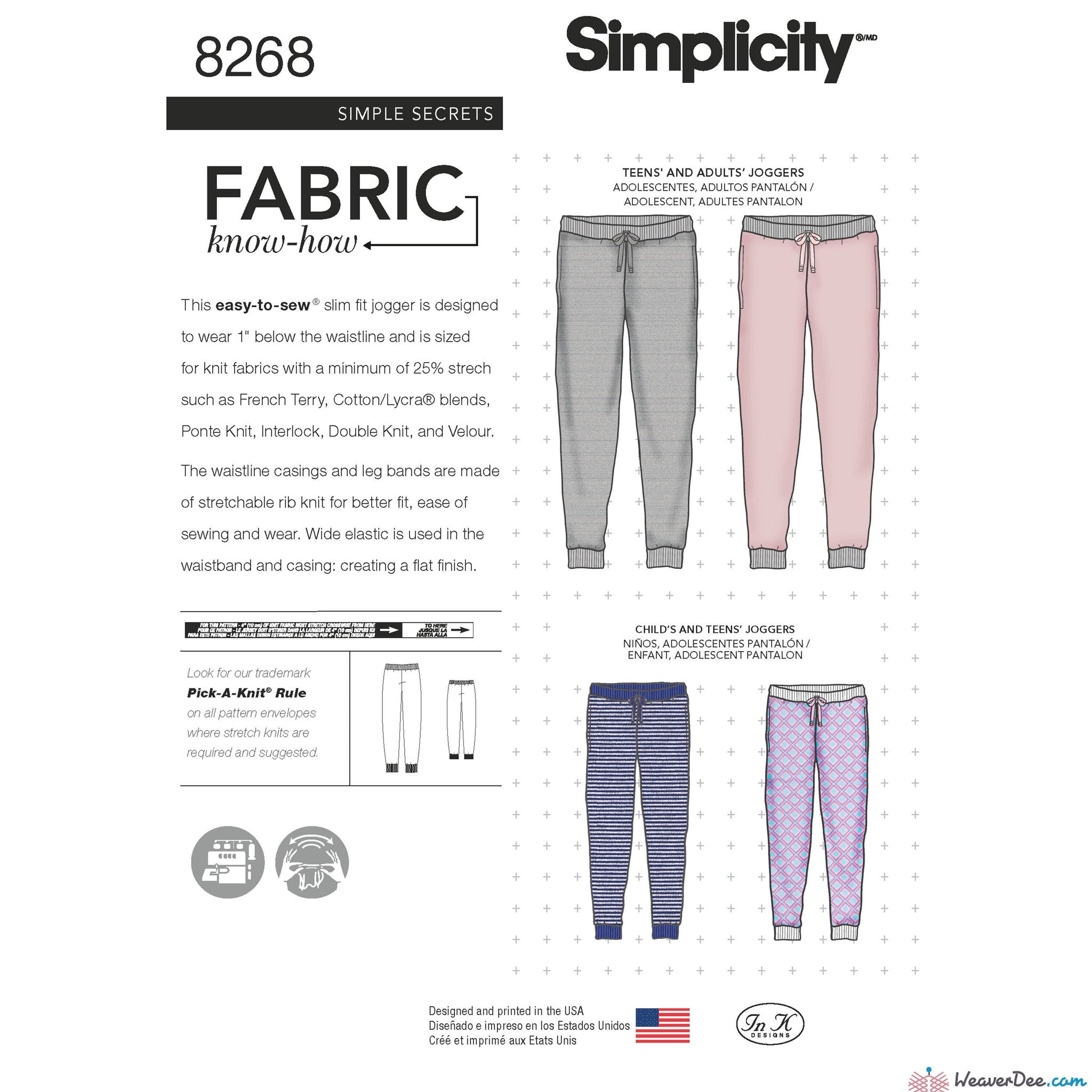 S8212, Simplicity Sewing Pattern Misses' Knit Leggings