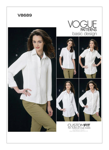 Vogue Pattern V8689 Misses' Button-Down Yoke Shirts