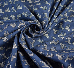 Cotton Poplin Fabric - Zebra Indigo Blue